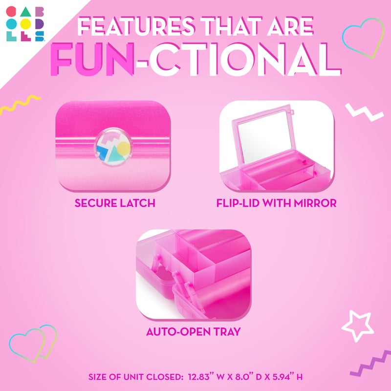 Caboodles On-The-Go Girl Makeup Box  Pink Sparkle  Hard Plastic Makeup Organizer Box  Built-In Mirror  Secure Latch for Safe Travel  Spacious Storage for Large Items - Image 5